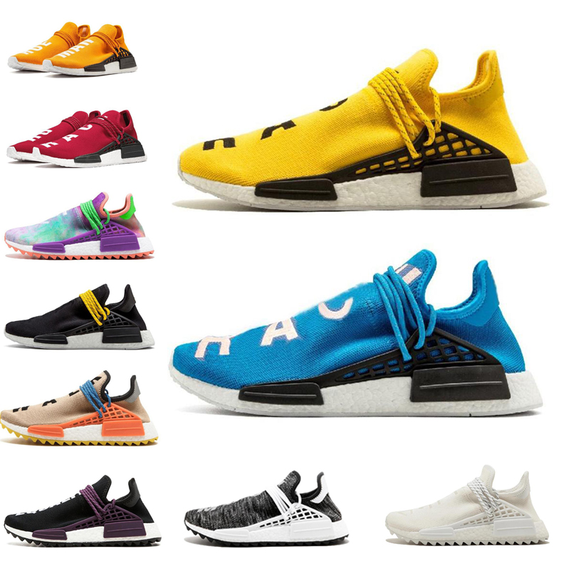 

2019 NMD Human Race Mens Running Shoes With Box Pharrell Williams Sample Yellow Core Black Sport Designer Shoes Women Sneakers 36-45, #12