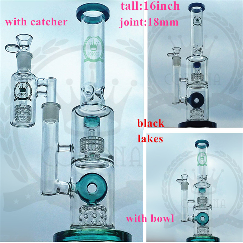 

Corona Glass Bongs With Ashcatc Bong Glass Water Pipes Tall Thick Beaker Bongs Bubbler 18.8 Male Joint Glass Material High Quality