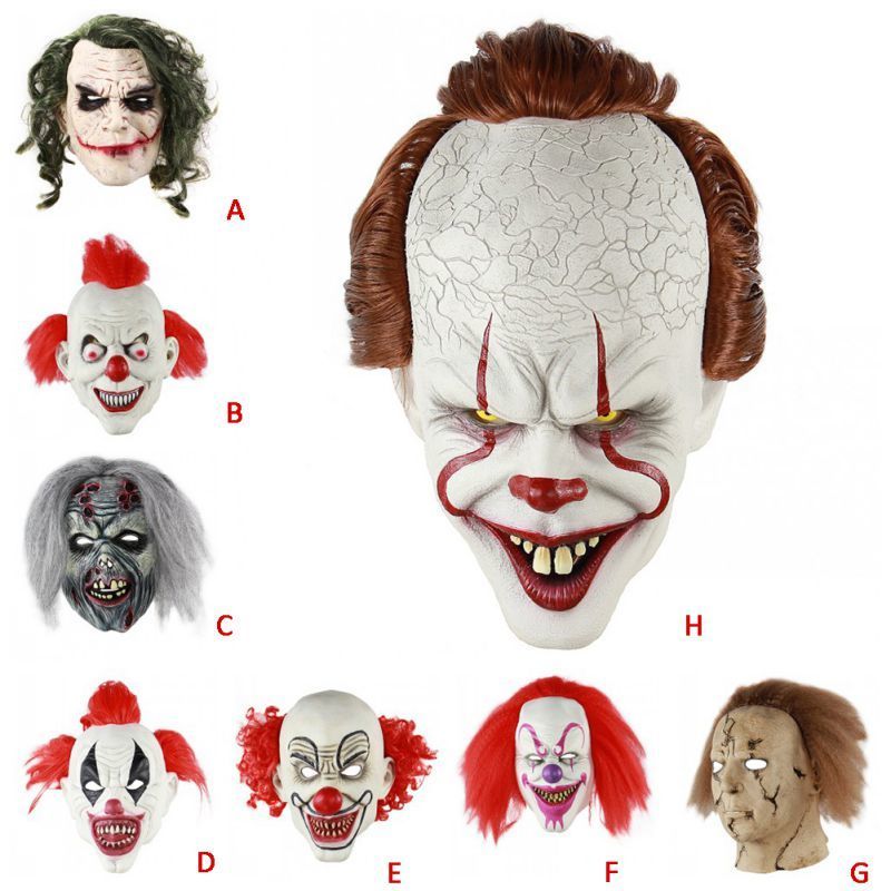 

Halloween Scary Clown Mask Long Hair Ghost Scary Mask Props Grudge Ghost Hedging Zombie Mask Realistic Latex Masks Party Decor