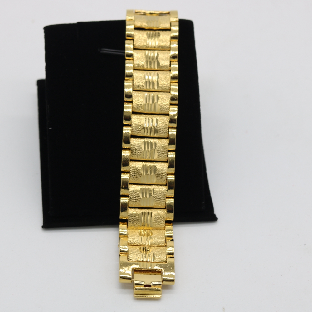 2cm Wider Hip Hop Mens Bracelet Classic Fashion Accessories 18k Yellow Gold Filled Cool Mens Jewelry-image-507035766