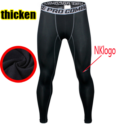 

New 2018 Sports tights male velvet running exercise pants autumn winter outdoor basketball training quick-drying compression trousers, Black