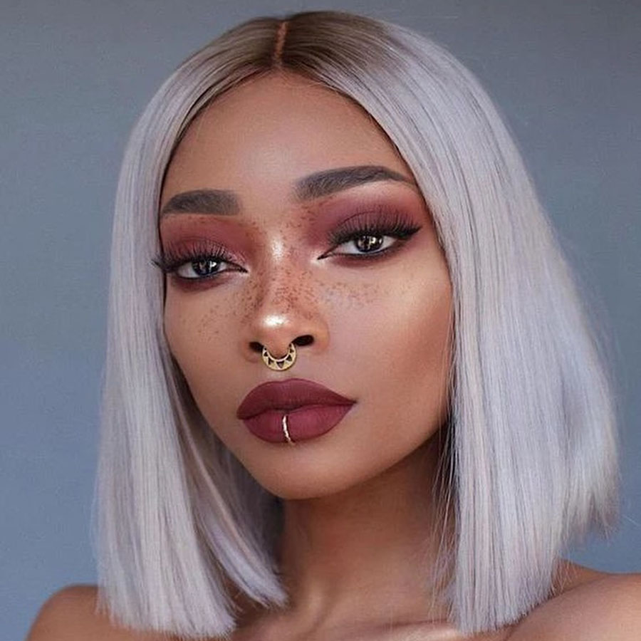 

Glueless Straight Ombre #2/Blonde Grey 13x6 Lace Front Human Hair Wig with Baby Hair Brazilian for Black Women Natural Hairline, 13x3 lace front wig