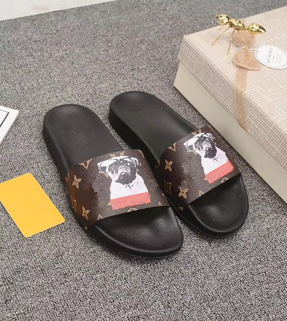 

Designer Rubber slide sandal Floral brocade men slipper Gear bottoms Flip Flops women striped Beach causal slipper US4.5-12 206, Red