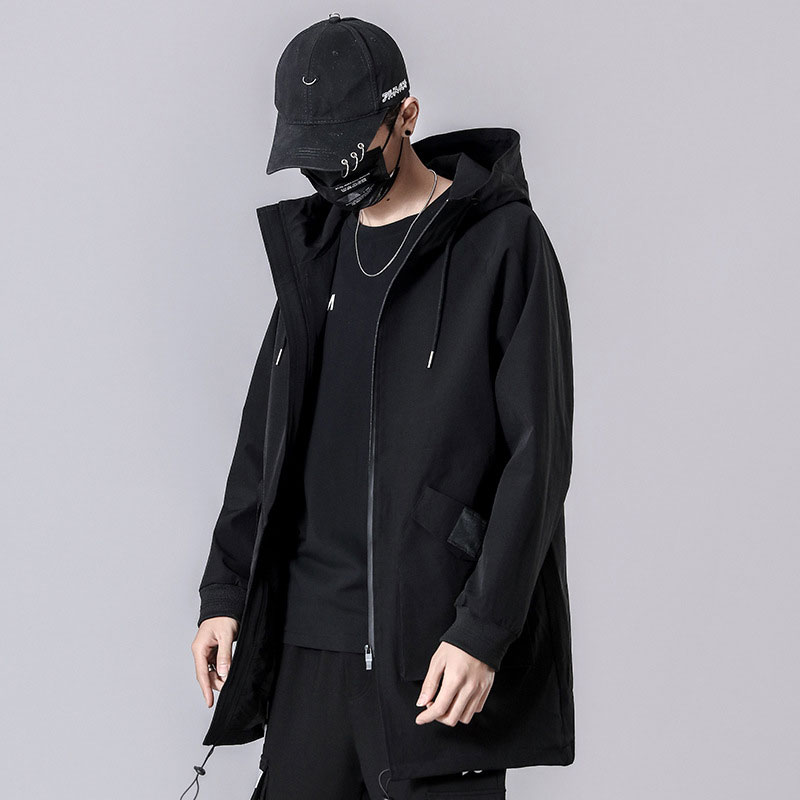 

Mens Casual Long Trench Coat Jacket Casual Solid Black Big Size 8XL Loose Mens Windbreak Outcoat Long Jackets Chaquetas Hombre