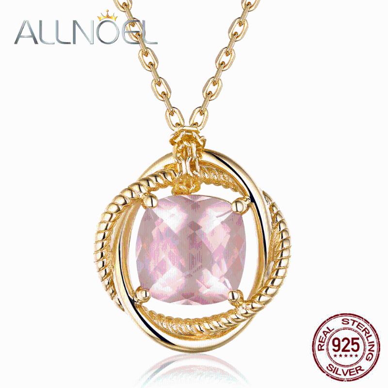 

ALLNOEL 925 Sterling Silver Necklace Natural Topa Gem Diamond Necklace For Women Engagement Marriage Fine Jewelry New