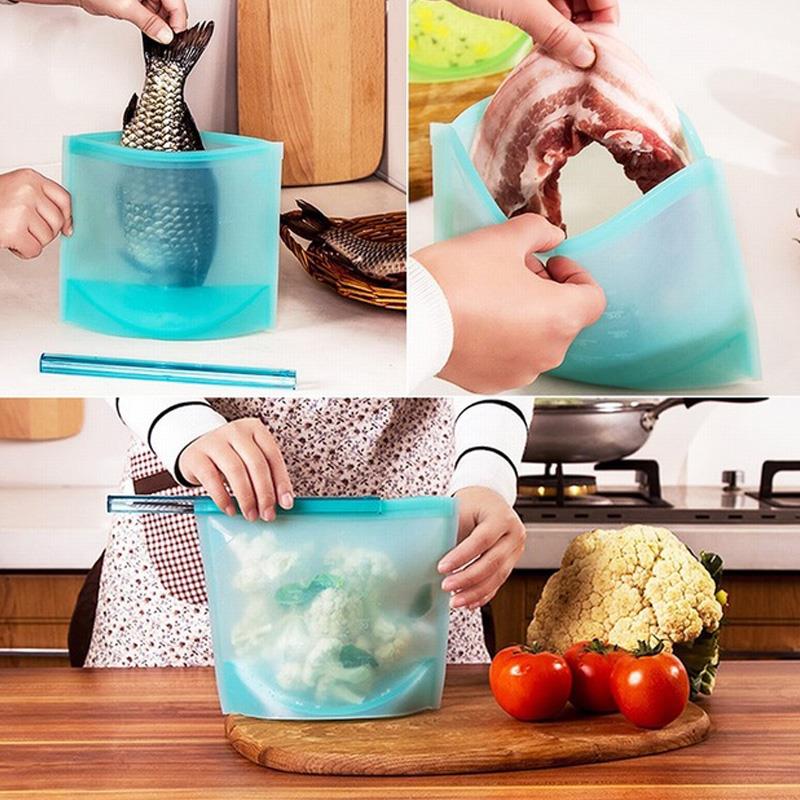 

1 Pcs Refrigerator Silicone Storage Bag Durable Sturdy Preservation Bags Storage Bags Family Freezing Kitchen