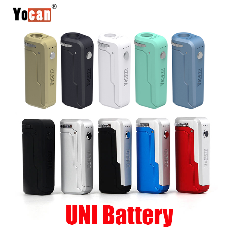 

Authentic Yocan UNI Box Mod 650mAh Preheat Variable Voltage VV Battery 10 Colors For 510 Thick Oil Vape Cartridge Ecig Mods 100% Genuine