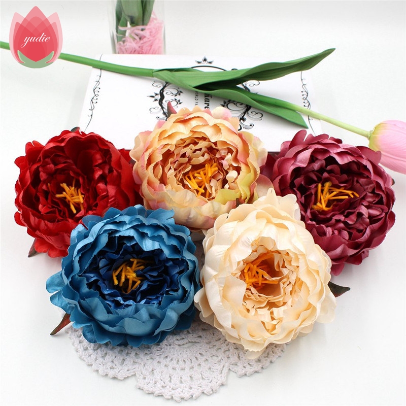 

1pcs 10cm Big Shiny Silk Peony Artificial Flower For Wedding Party Festive Home Decoration DIY Simulation Craft Supplies Flowers, Blue