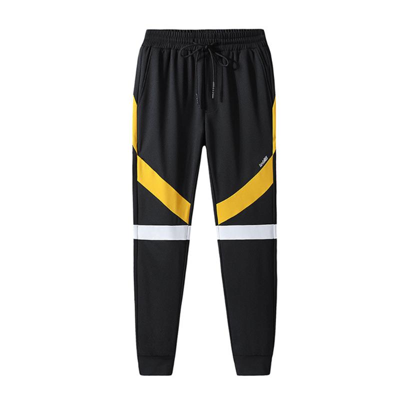 

Spring and autumn new splicing legged long pants comfortable elastic stripe plus size men's high waist casual sports long pants, Gray