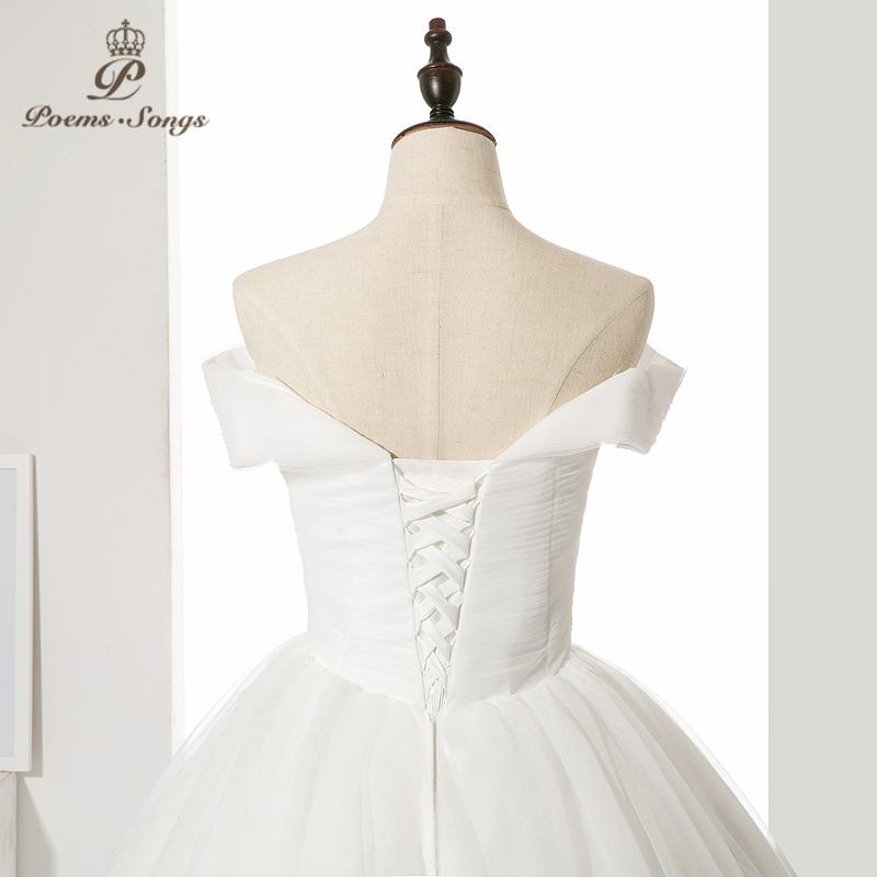 Poems Songs 2019 New Style Sexy Boat Neck Style Wedding Dress