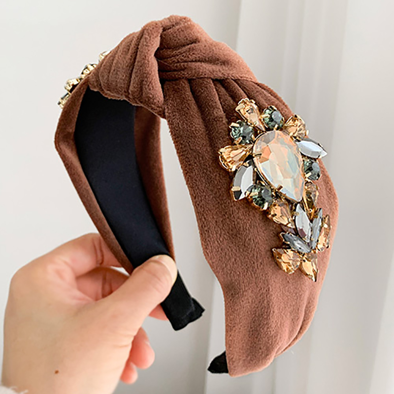 

ZHINI 2020 New Handmade Fashion Women's Crystal Headband Wide Fabric Hairband Head Wrap Hair Band Accessories Wedding Jewelry