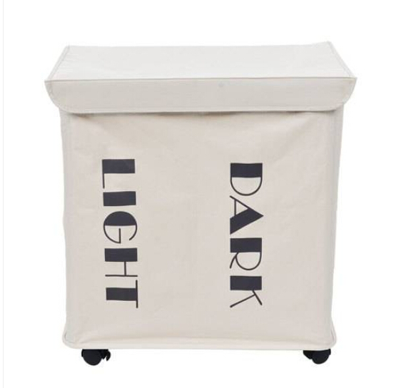 

Iron Wire Frame Folding Storage Laundry Basket with Cover and Wheel