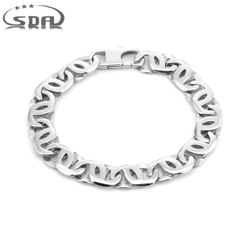 

SDA Classic Puck Jewelry 316L Stainless Steel Curb Link Chain Bracelet for Men Male High quality Jewelry Hig Hop