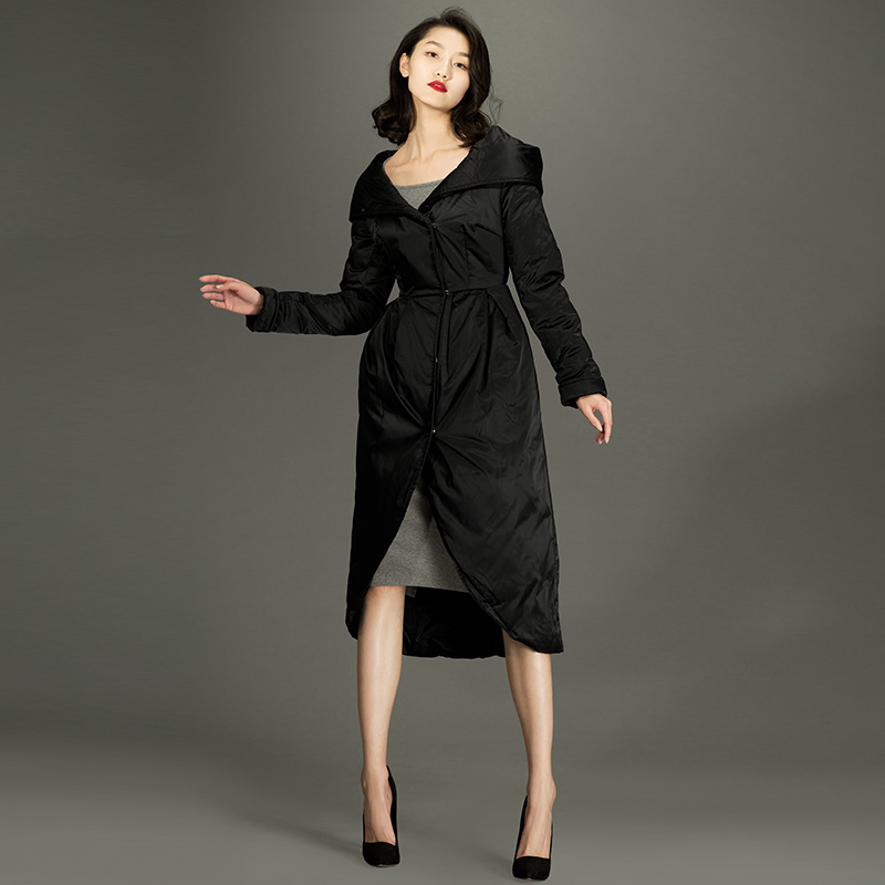 

women down jacket woman hooded long duck winter puffer coat black down coat