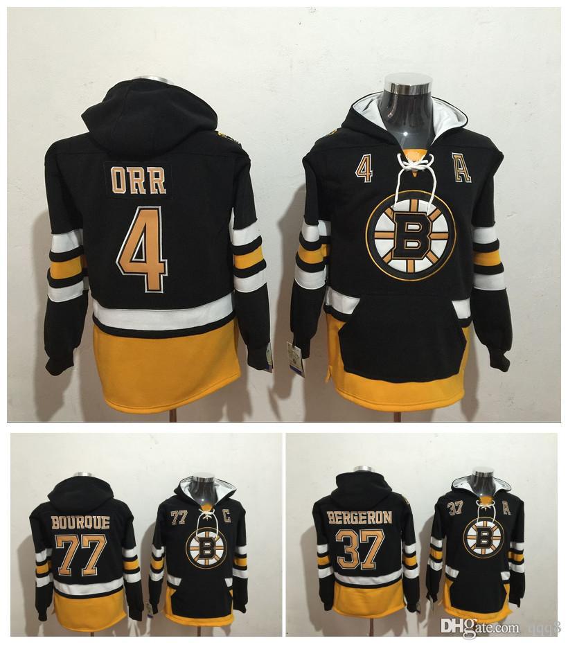 

2019 New Boston Bruins Jerseys Pullove 4 Bobby Orr 77 Ray Bourque 37 patrice Black Stitched Hockey Jerseys Hoodies Size M-XXXL, As pic