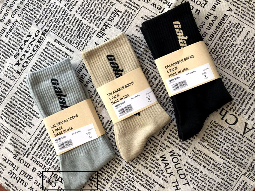 

3 Colors Calabasas Sock Crew Socks Cotton Kanye West Season 5 Socks Men Women Socks Casual Skateboard Stockings, Khaki