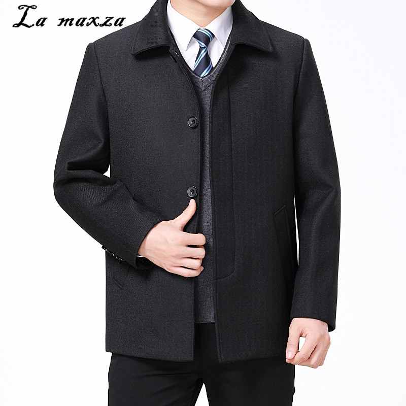

2019 Winter New Arrival Lapel Trench Wool Coats for Men Smart Casual Cashmere Mens Overcoats, Black