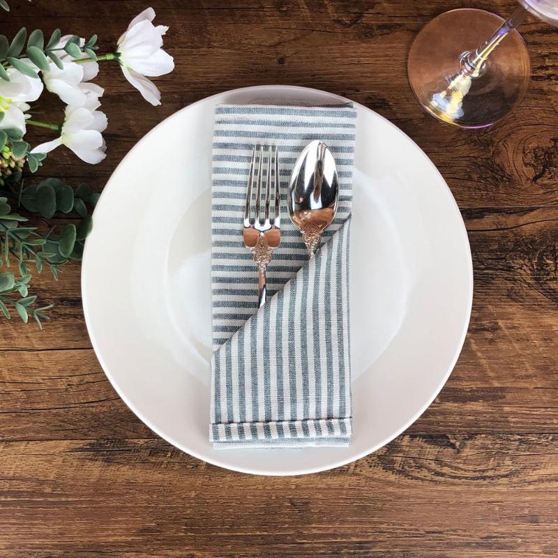 

44 x 44cm Striped cloth Napkins cotton linen heat insulation mat dinner table Napkins fabric placemats