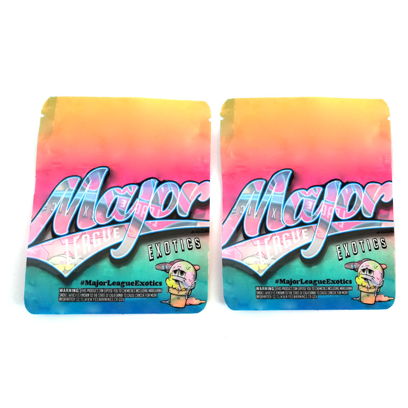 

Empty Major league exotics bag 3.5 gram mylar smell proof bags packaging Pouch Zip Lock Airtight Package DHL Free