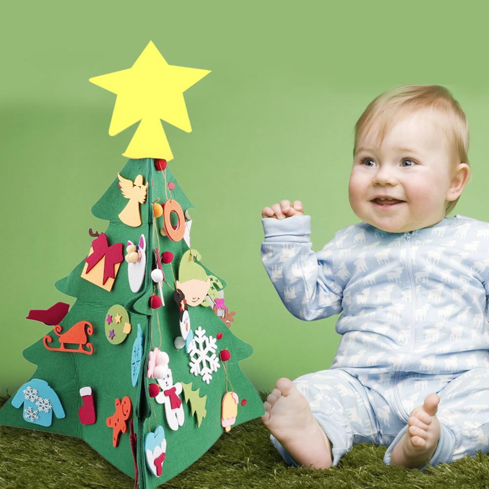 

DIY Felt Christmas Tree Set Window Room Wall Hanging Gifts with 30 Pcs Detachable Ornaments Tree Decorations For Home Party Oct4