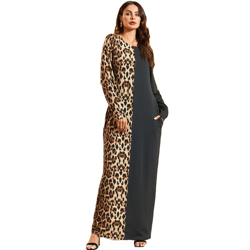

New Leopard Print Abaya Dubai Kaftan Muslim Women Maxi Dress Islamic Clothing Turkish Caftan Ramadan Long Party Gown Jilbab Robe