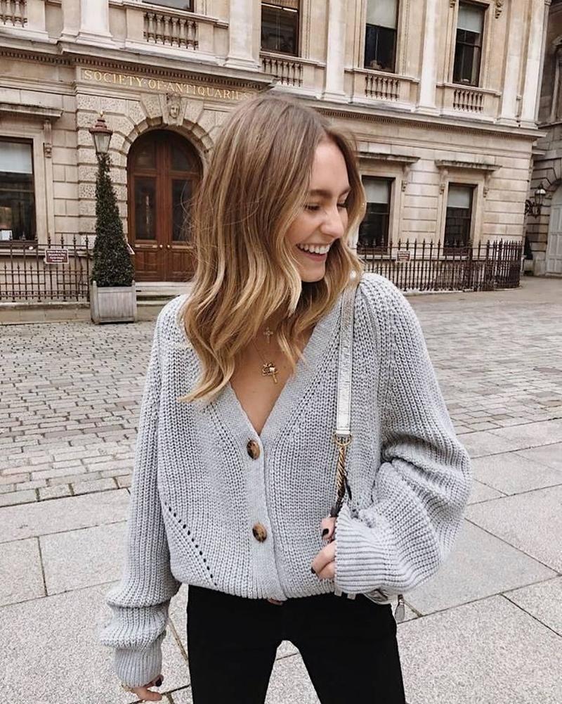 

winter dresses women 2018 sweater women Casual solid button knit cardigan sweater coat knitted ladies sweaters, Gold