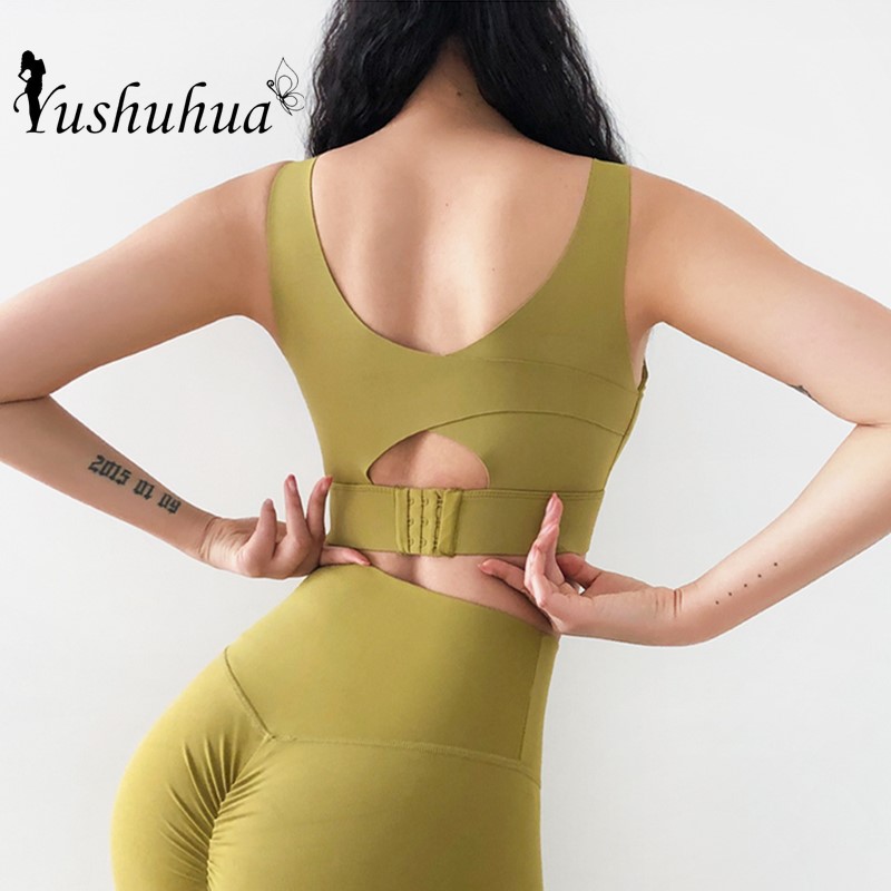 

Women Sports Bra No trace Running Yoga Brassiere Workout Gym Fitness shockproof for dancing training Vest Tank Sexy Yoga Bra, Yellow