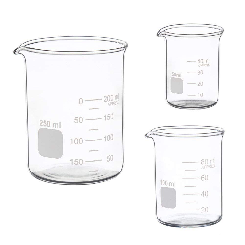 Ensemble de béchers de mesure en verre de forme basse, offre spéciale, 50ml, 100ml, 250ml, ensemble de béchers gradués en verre