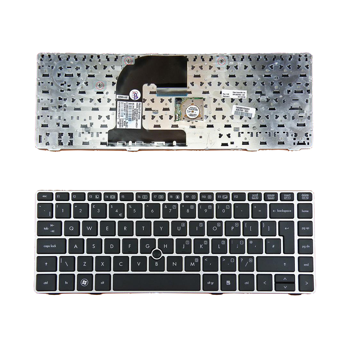 

NEW UK keyboard For hp EliteBook 8460P Silver FRAME BLACK UK Layout replace keyboard Repair Keyboard