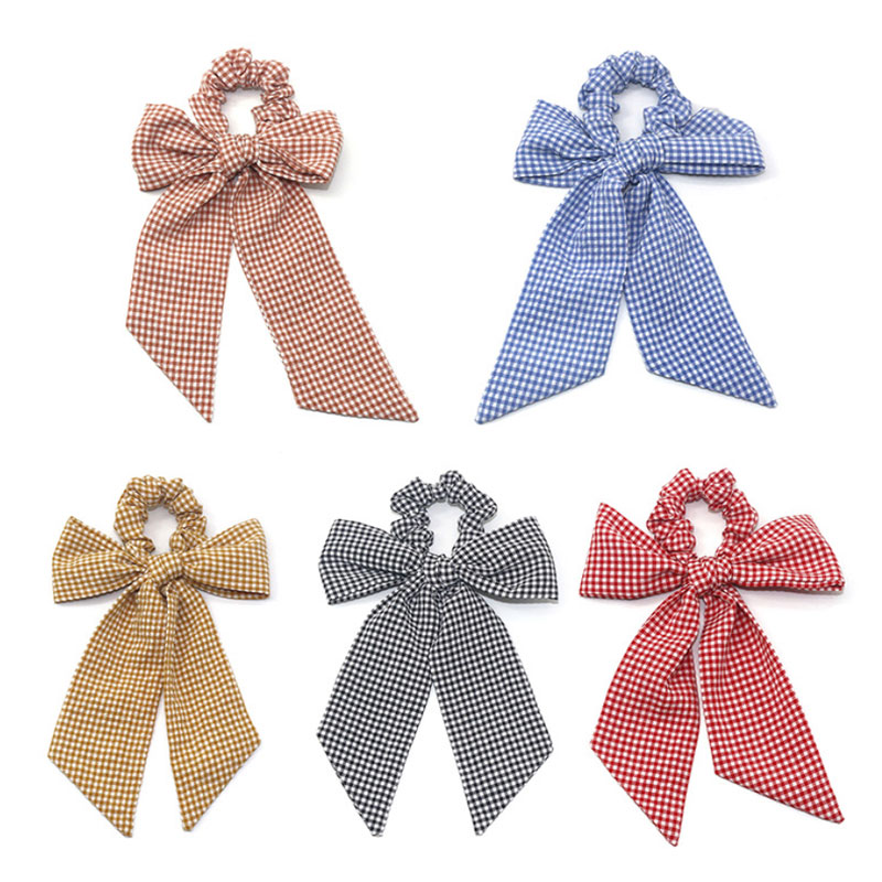 

New Women Girls Plaid Bowknot Elastic Ring Hair Ties Fashion Accessories Ponytail Holder Hairbands Rubber Band Scrunchies