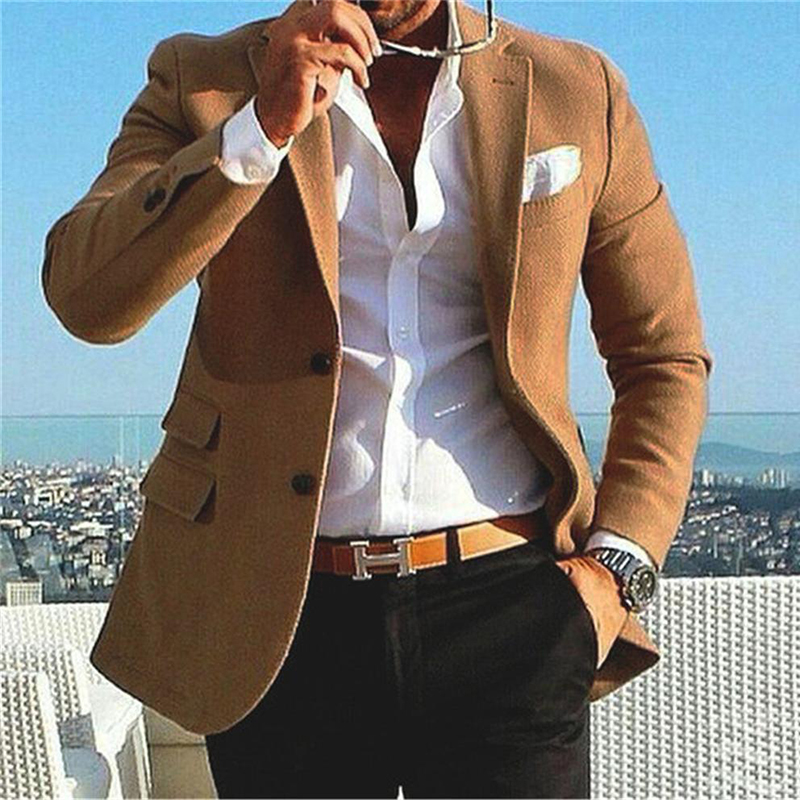 

Latest Tweed Suit Men Blazer Smart Casual Business Tuxedo Men Suits for Wedding With Pants Slim Fit Winter Jacket Pant, Same as photo