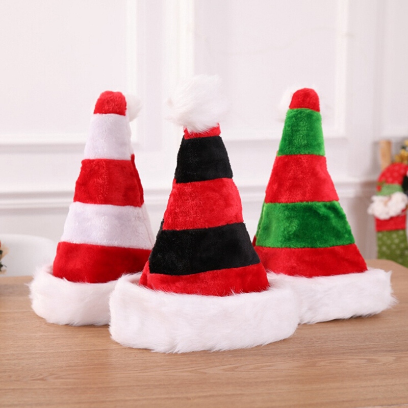 

Double-layer Plush Christmas Hats Caps Santa Claus Xmas Cotton Cap Christmas Gift New Year For Bar Festive Party Supplies