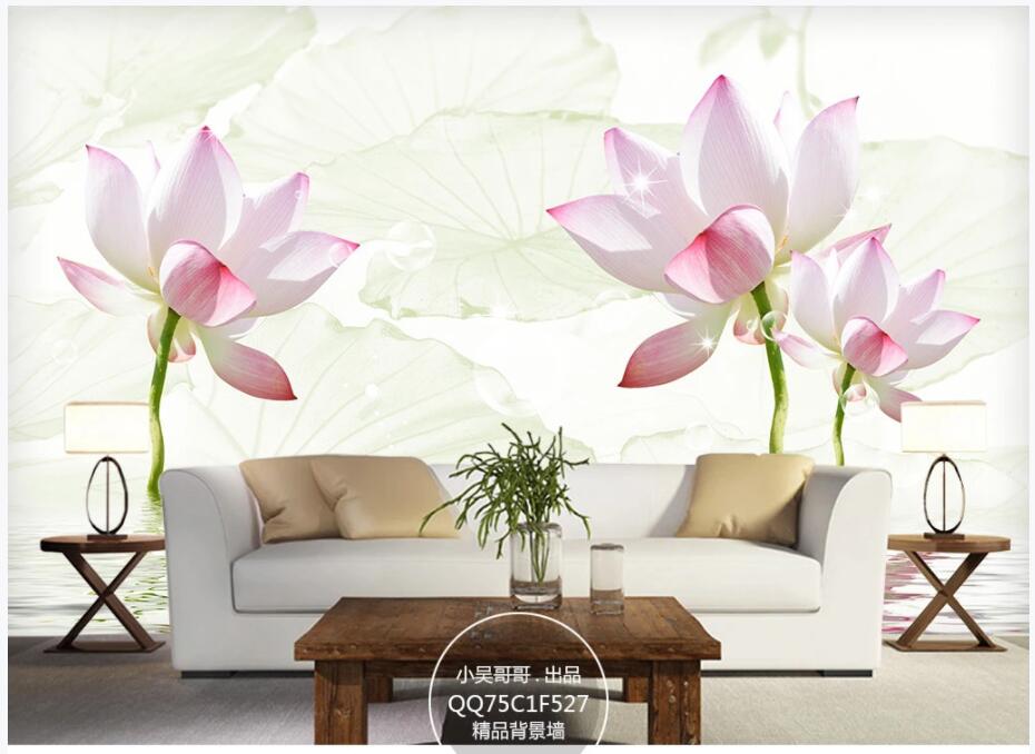 

3d wallpaper custom photo Beautiful water lotus reflection tv background home decor living room 3d wall murals wallpaper for walls 3 d, Non-woven wallpaper