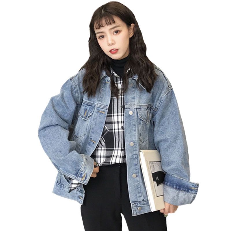 

Spring Autumn Women Denim Coat Jacket 2019 New Style Fashion Cowboy Short Coat Casual Loose Large size Female Jacket NZYD178A, Picture color