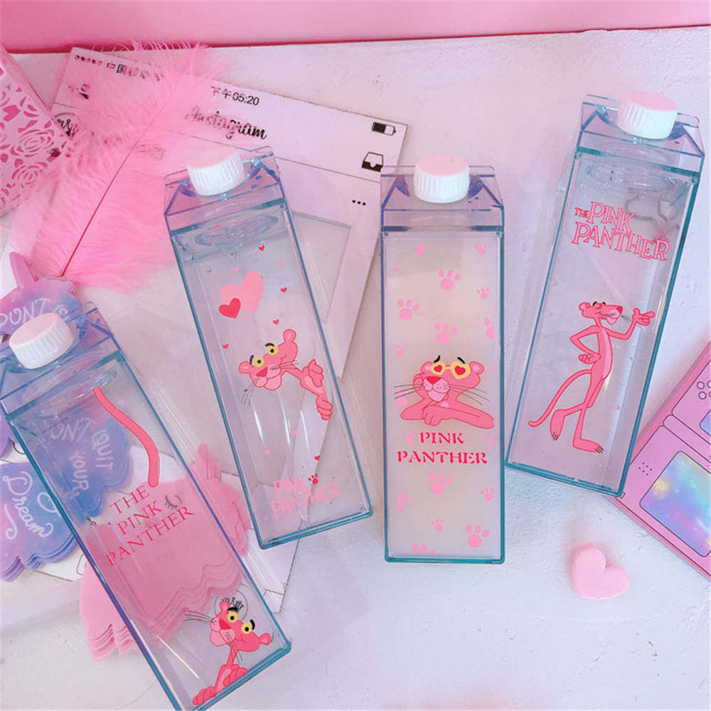 Unique Mini Cute Water Bottles Milk Box Shape Transparent