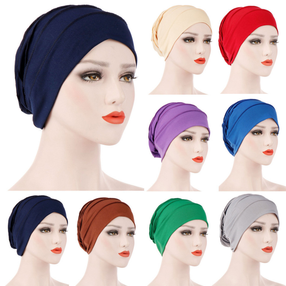 Femmes Sommeil Doux Turban Pr/é Tied Indien Chemo Cap Bonnet Turban Couvre-Chef Muslin Hijab Head Wrap