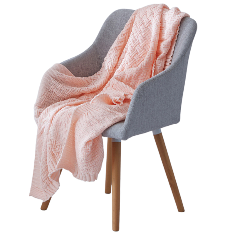 

Knitted Thread Blanket for Bed Acrylic Sofa Decorative Blankets Bedspread Birthday Gift Baby Photography Props 120X180cm-Pink
