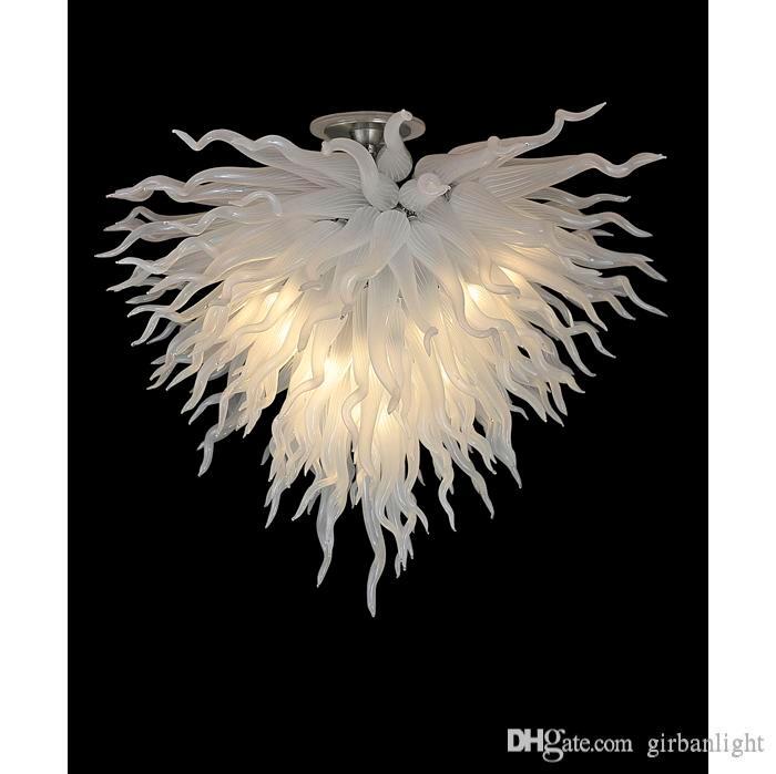 

AC 110V 220V Handmade Blown Murano Glass Chandelier White Glass Modern Art Decor Glass Pendant Lamps Villa Foyer Decor Designed Chandelier