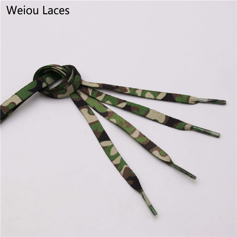 Weiou 7mm Digital Print Flat Camouflage Shoelaces Sublimated Heat Transfer Sneakers Sports Shoe Laces For Casual Athletic Boots