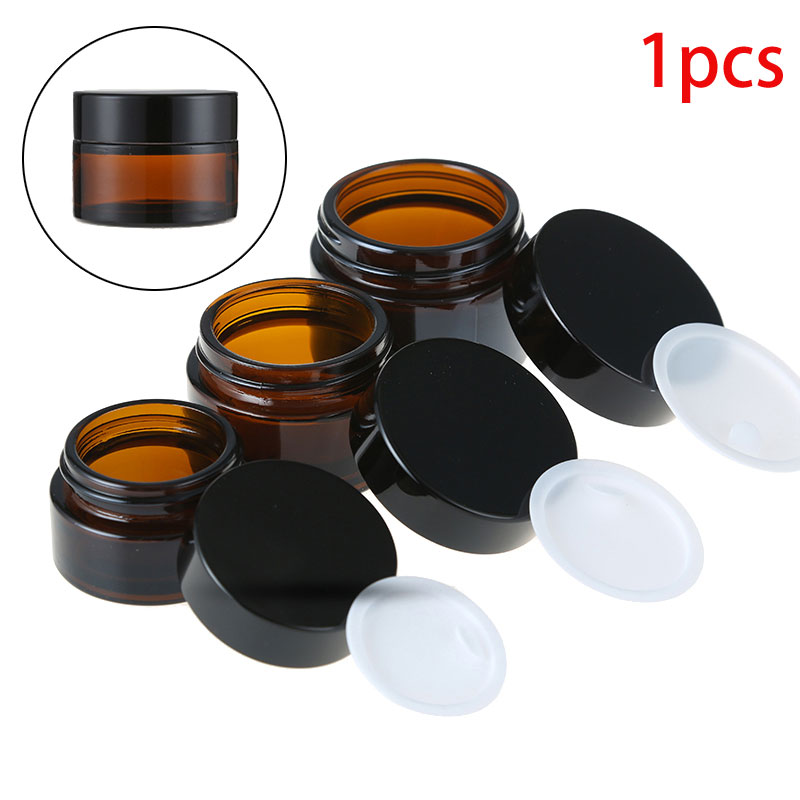 

1pcs x Empty 5g 10g 15g 20g 30g 50g Amber Glass Jars Containers Cosmetic Cream Lotion Bottles Pots Travel Container