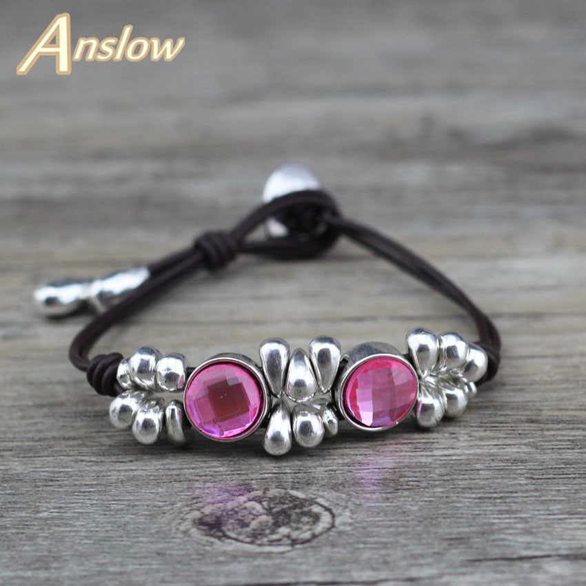 

Anslow Sweet Brand Fashion Jewelry New Crystal Girl Best Friend Leather Bracelet For Women Handmade DIY Christmas Gif LOW0707LB