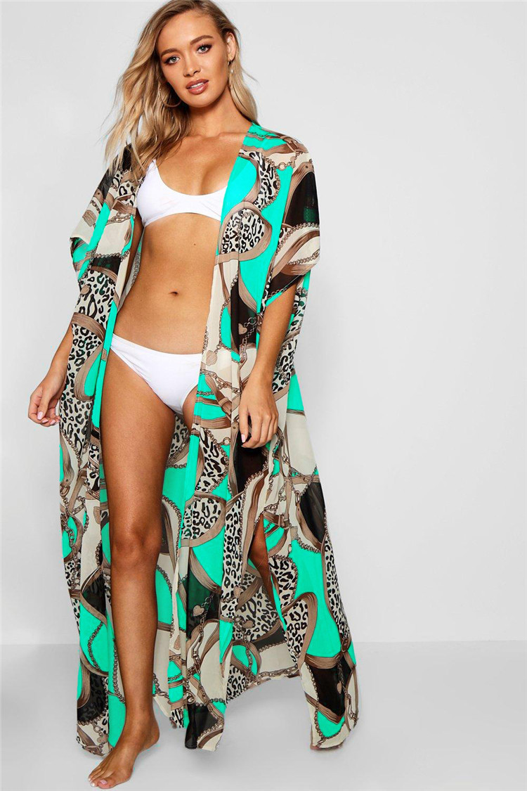 

Women Long Print Beach Cover ups Kimono Cardigan Pareos de Playa Mujer BeachWear Plus size Bikini Cover-Ups Swimwear Robe Plage Sarong Tunic, Color as shows