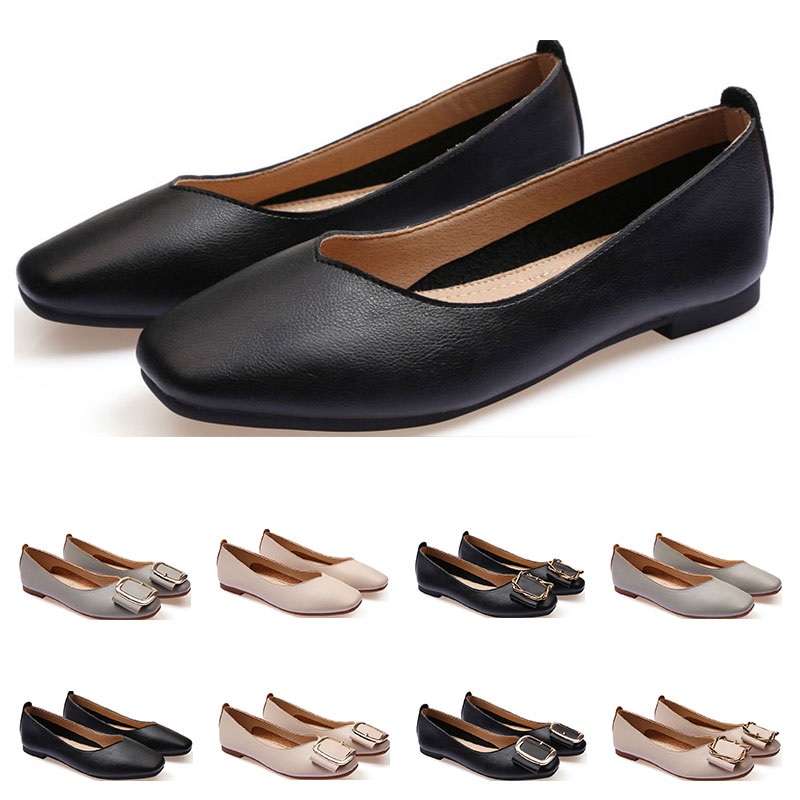 

ladies flat shoe lager size 33-43 womens girl leather Nude black grey New arrivel Working wedding Party Dress shoes thirty, #02