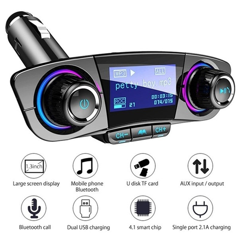 

BT06 FM Transmitter 2.1A Fast Car Charger Aux Modulator Bluetooth Handsfree Car Kit Audio MP3 Player with Smart Charge Dual USB