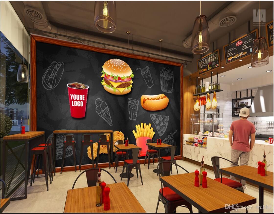 

3d wallpaper custom photo mural Vintage Blackboard Western Style Fast Food Background murals wallpaper 3d landscape wall tapestry 3d, Pictures show