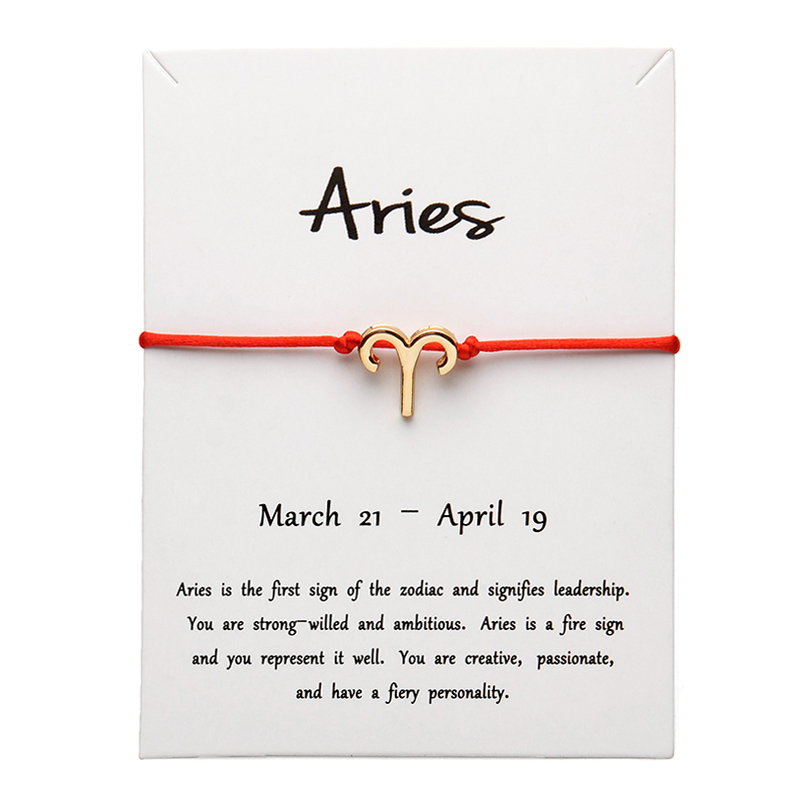 

White Card Red Color Fashion Jewelry 12 Constellations Zodiac Woven Bracelet Bangles For Women