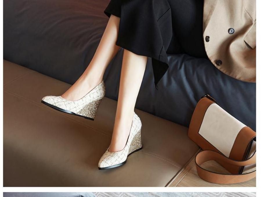 

2020 Spring and Autumn with New style fashion Slope heel pointed end Women's shoes @YHNML273, Black