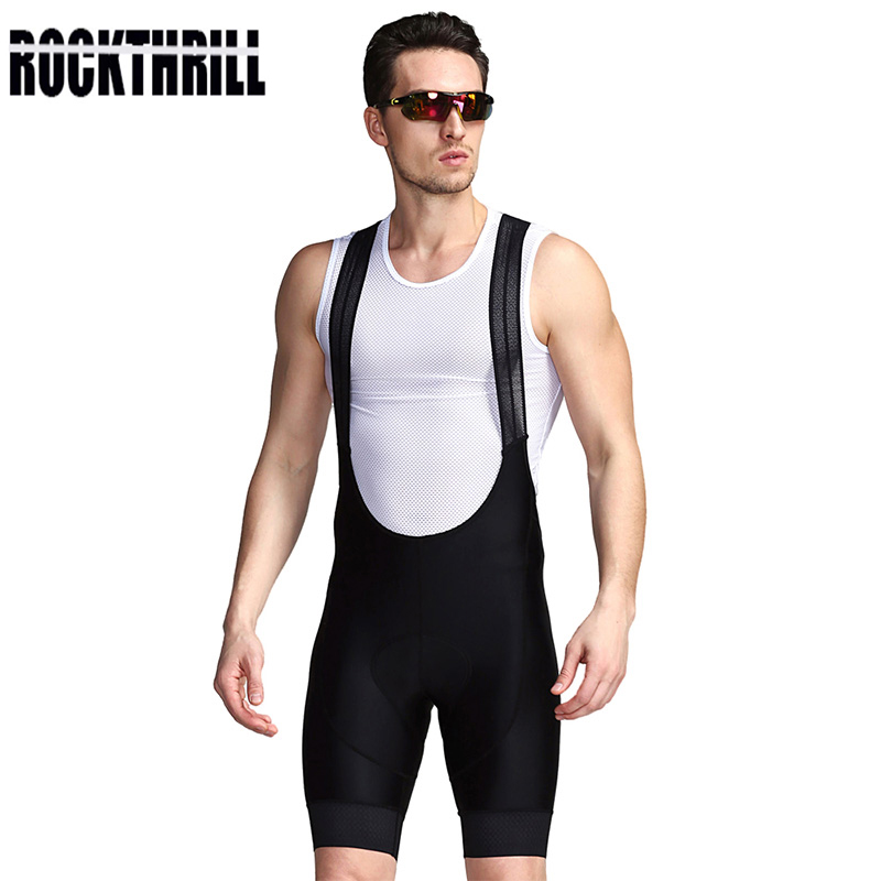 

ROCKTHRILL Lycra Cycling Bib Shorts Mountain Bike Men's Bike Gel Padded Tights Triathlon Man Pro Bicycle bibs Pants Under Wear