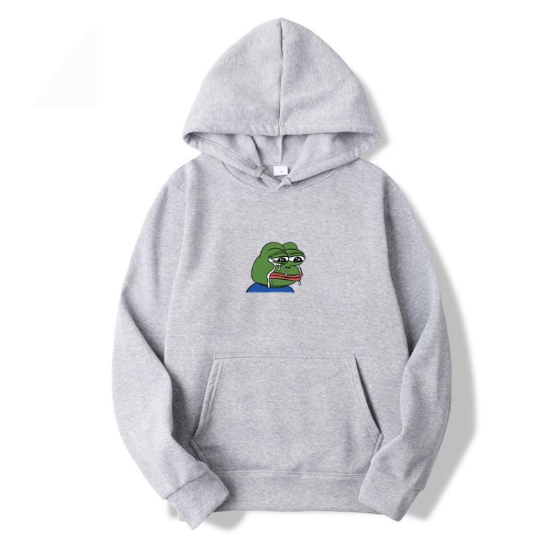 

Men's Hoodies & Sweatshirts Fashion Hoodie Graffiti Print Sad Frog Sweatshirt Hip Hop Fleece Yellow Pink Men And Women Hooded Suit, Dark grey