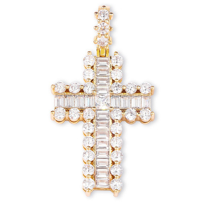 

New Luxury Design Jewelry Iced Our Big Cross Necklace Pendant Micro Paved CZ with Rope Chain Tennis Chain